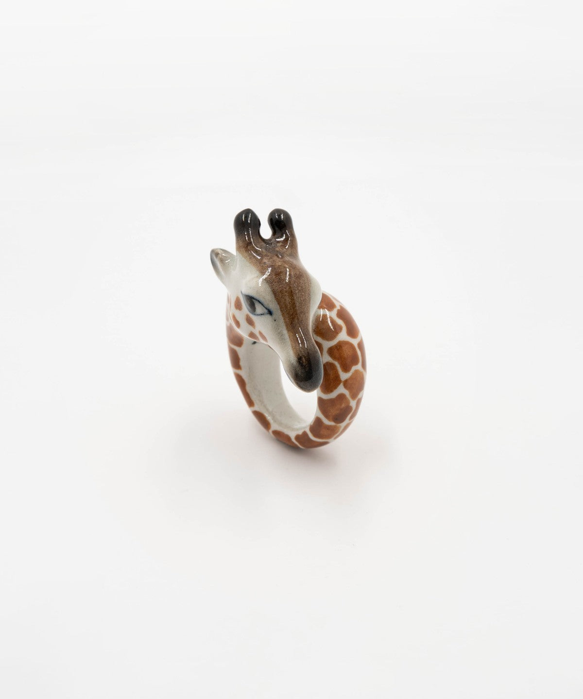 bague en porcelaine peinte à la main animal girafe