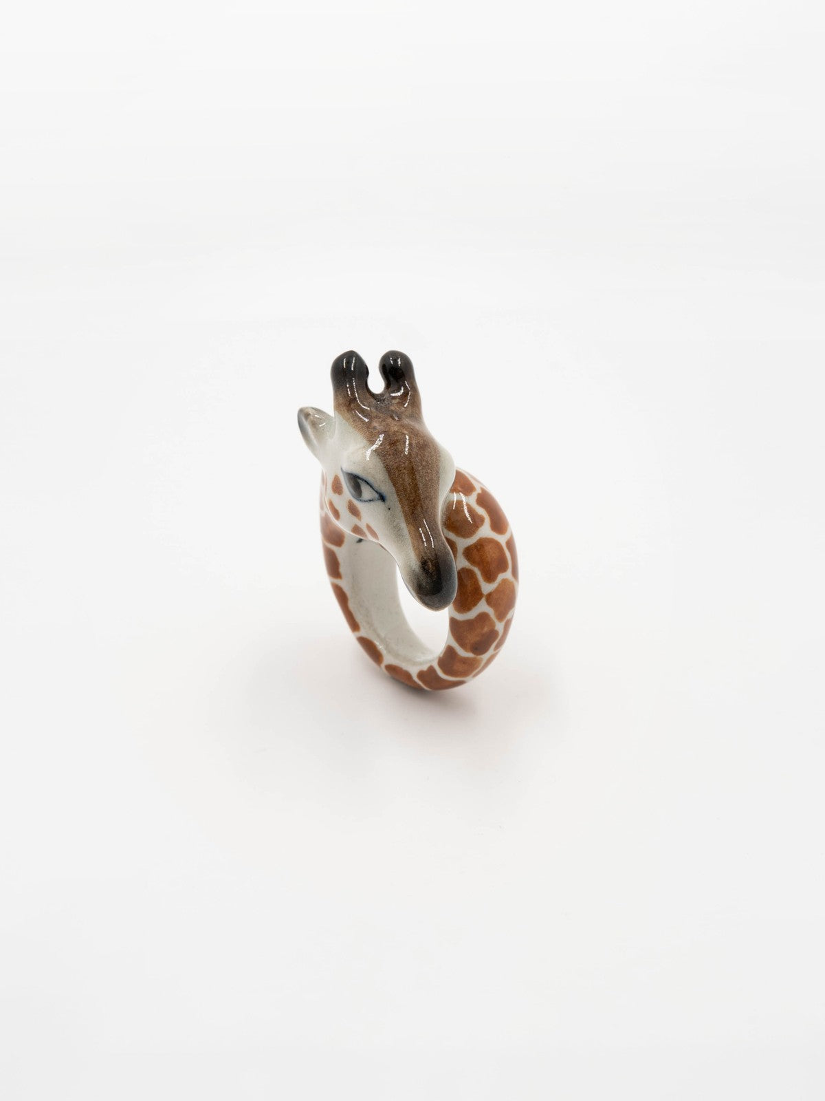 bague en porcelaine peinte à la main animal girafe