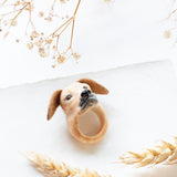 Bague labrador beige avec oreilles