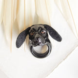 Bague labrador noir avec oreilles