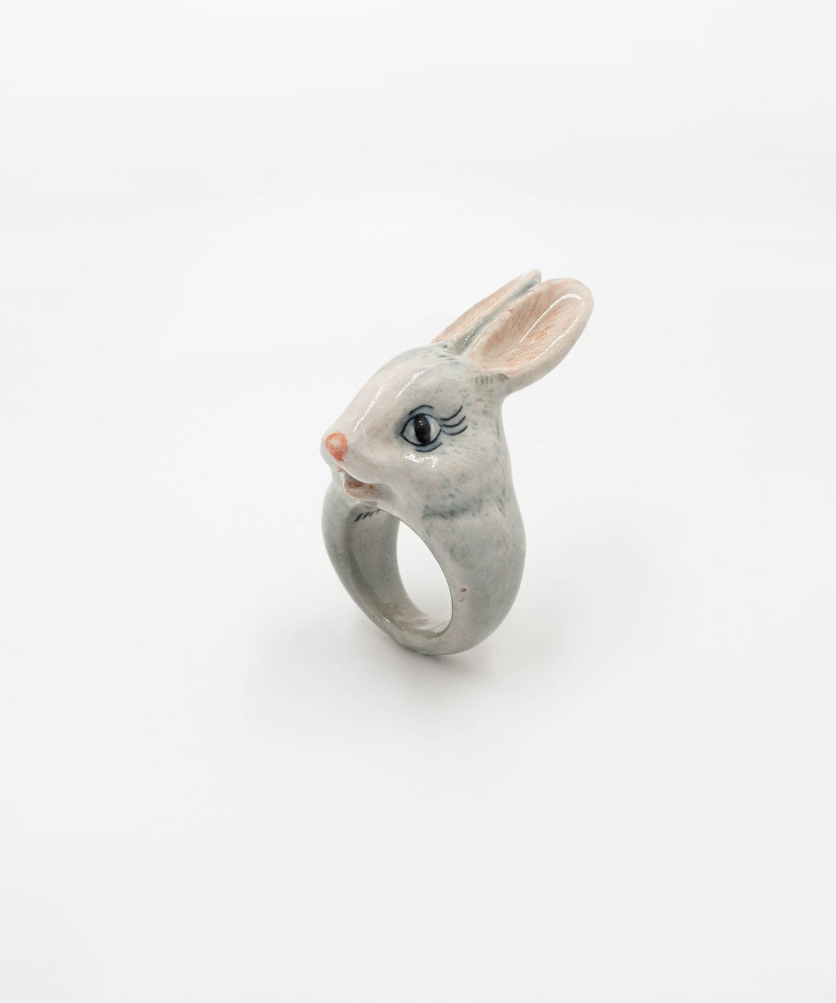 bague animal lapin porcelaine peinte à la main