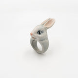 bague animal lapin porcelaine peinte à la main