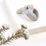 bague animal lapin porcelaine peinte à la main