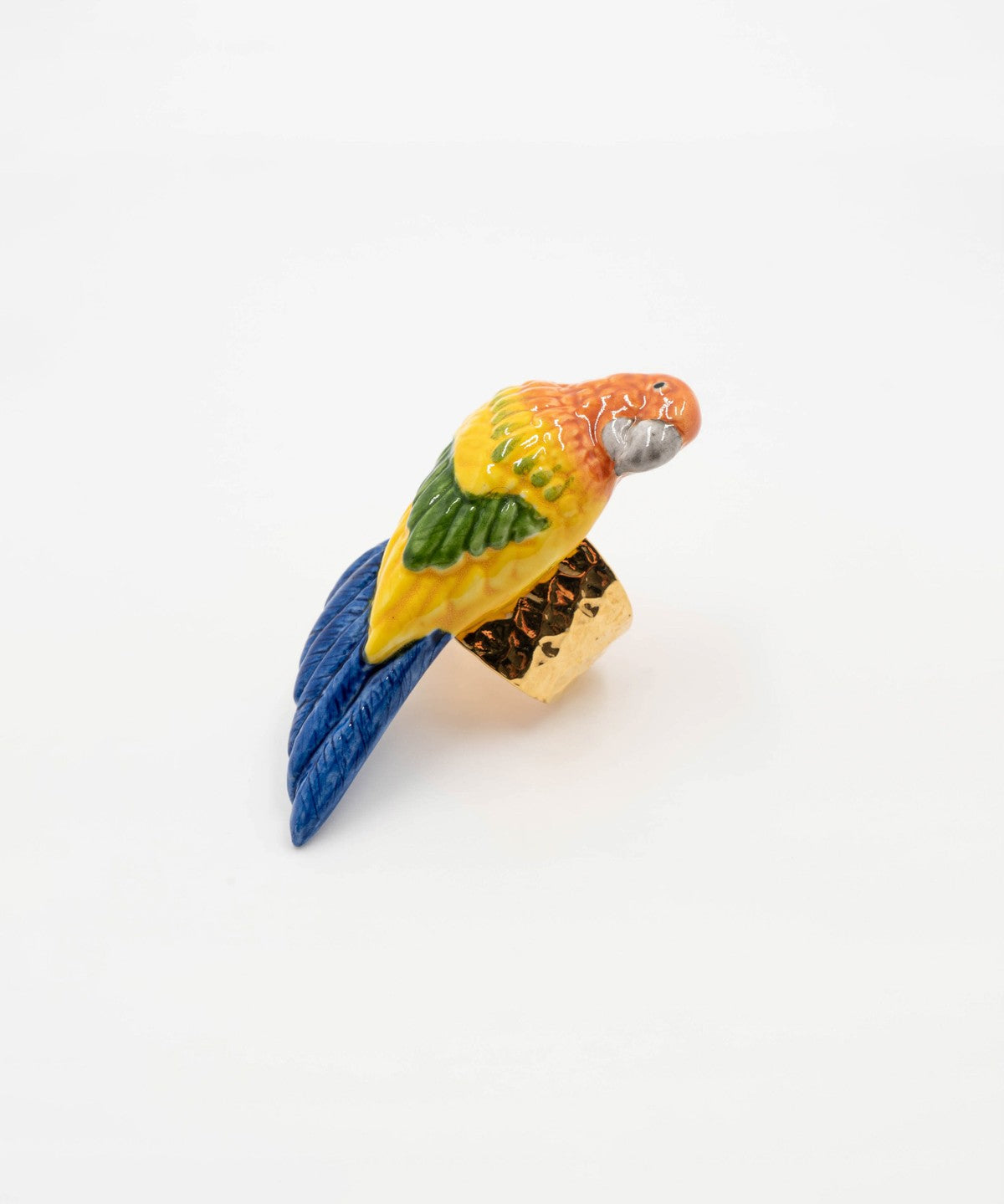 bague oiseau perroquet jaune