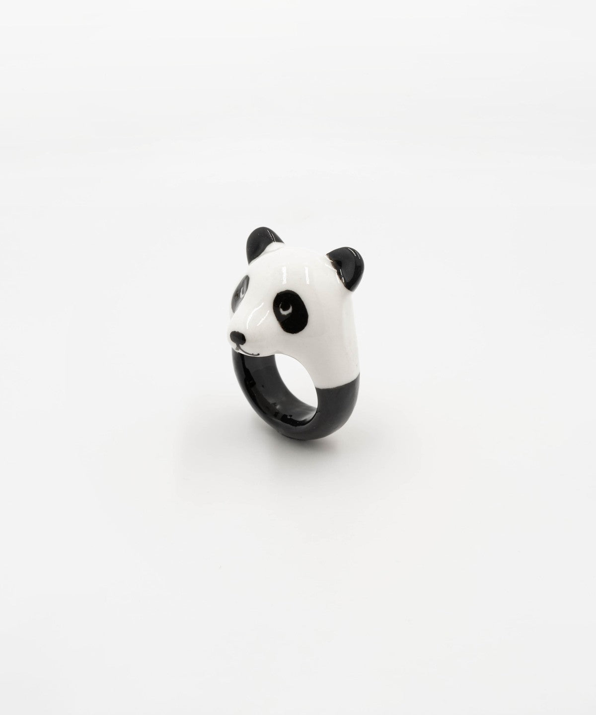 bague en porcelaine peinte à la main animal panda