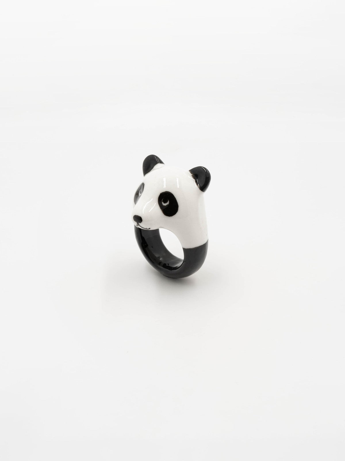 bague en porcelaine peinte à la main animal panda