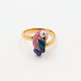 Bague perroquet rose