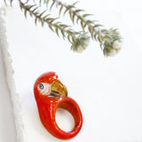 Bague perroquet rouge