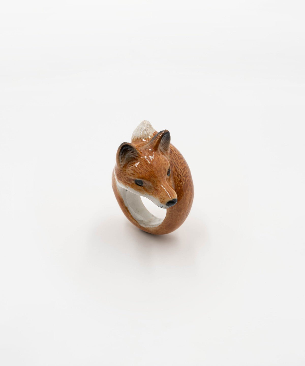 bague en porcelaine animal renard peinte à la main