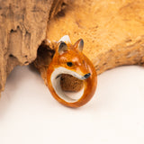 bague en porcelaine animal renard peinte à la main