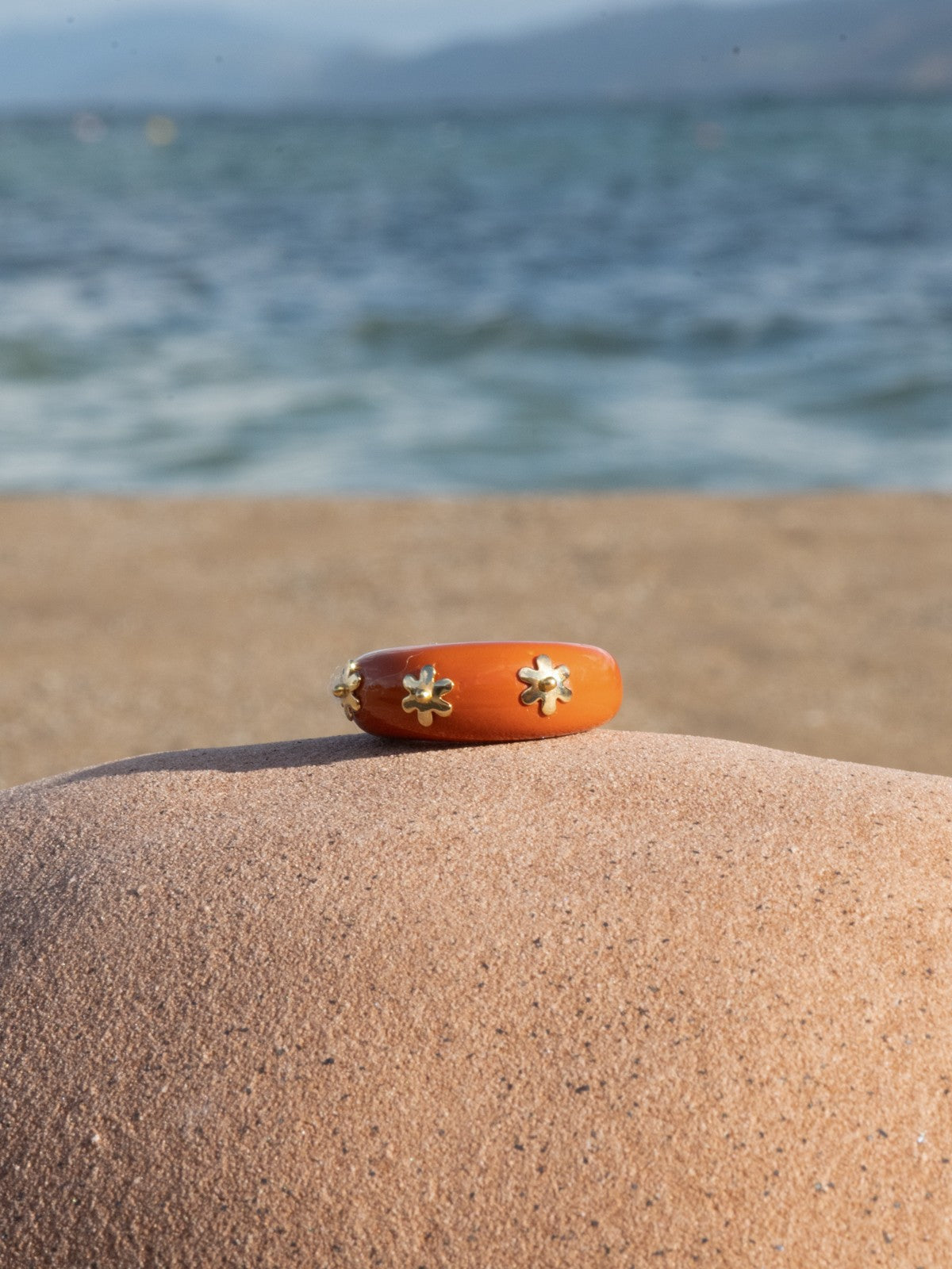 Bague terracotta en porcelaine peinte à la main