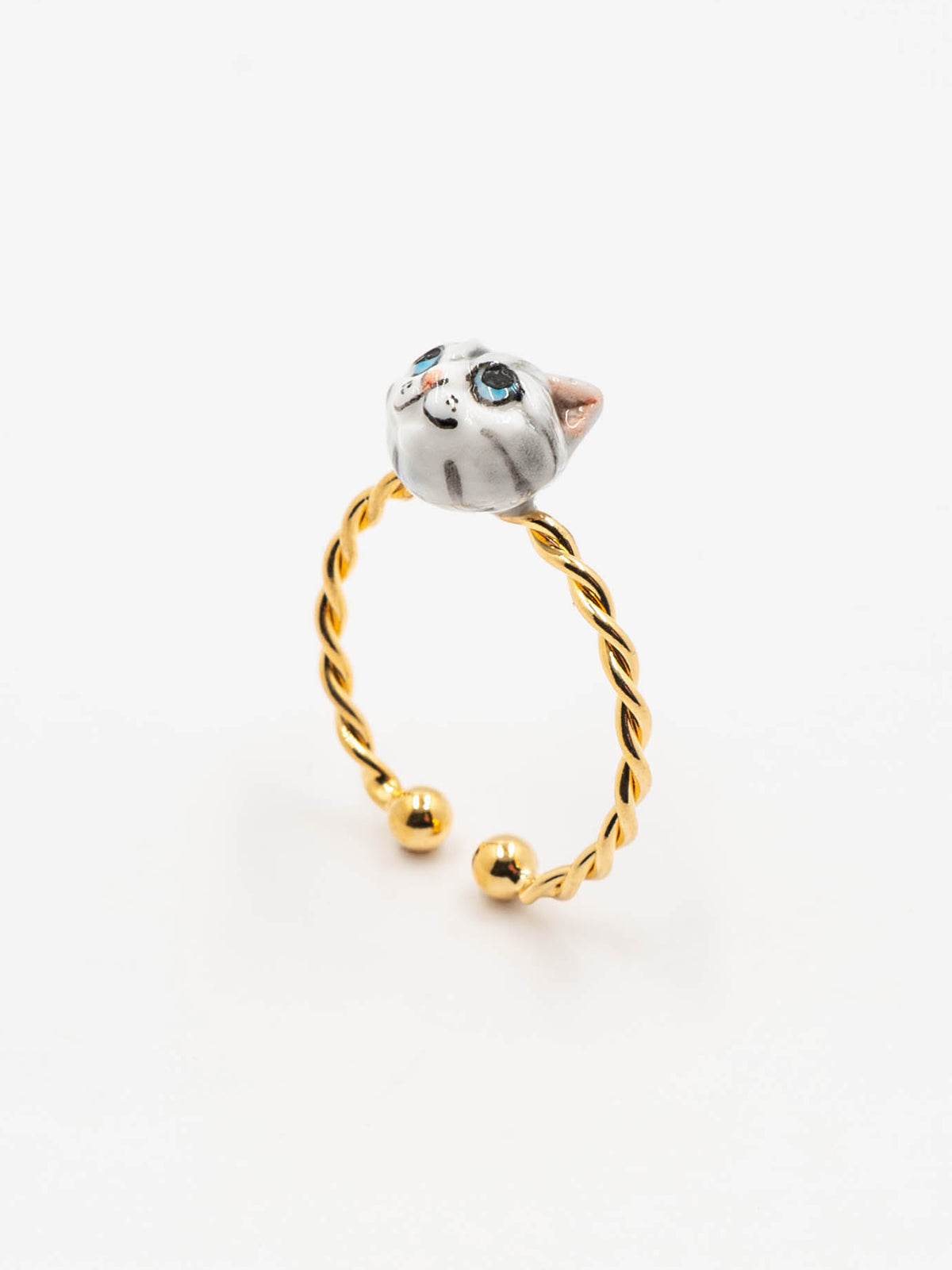 Bague torsadée chat tabby