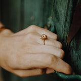 bague ajustable dorée torsadée léopard