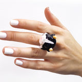 Bague vache noire & blanche