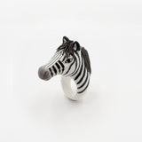 bague en porcelaine peinte à la main animal zèbre avec crinière