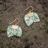 boucle d'oreilles fait main porcelaine feuilles