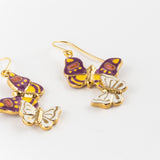 Boucle d'oreilles papillons violet & blanc