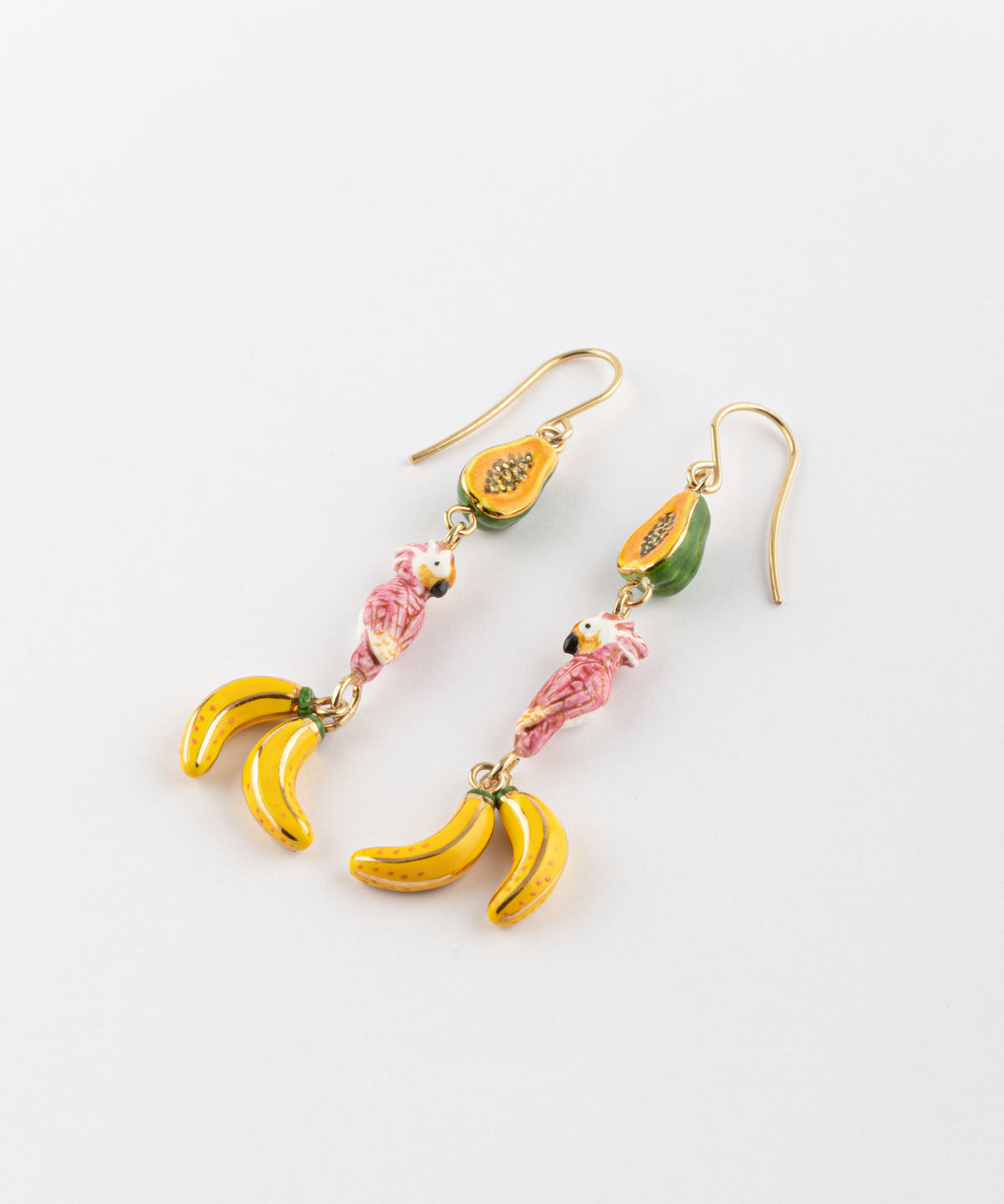 Boucles d'oreilles cacatoès & fruits