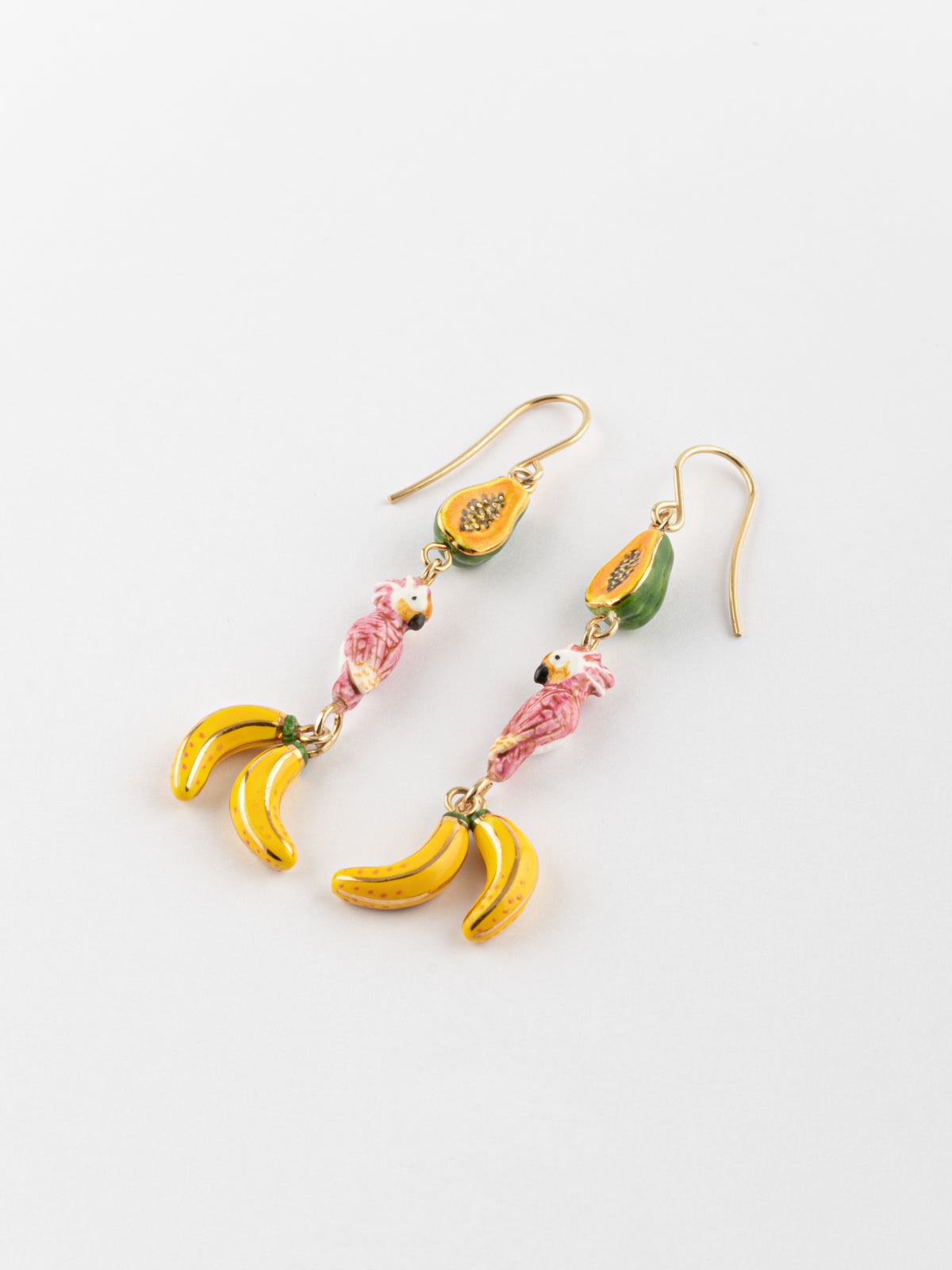 Boucles d'oreilles cacatoès & fruits