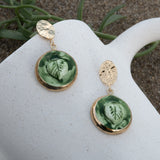 Boucle d'oreilles en relief feuilles porcelaine fait main