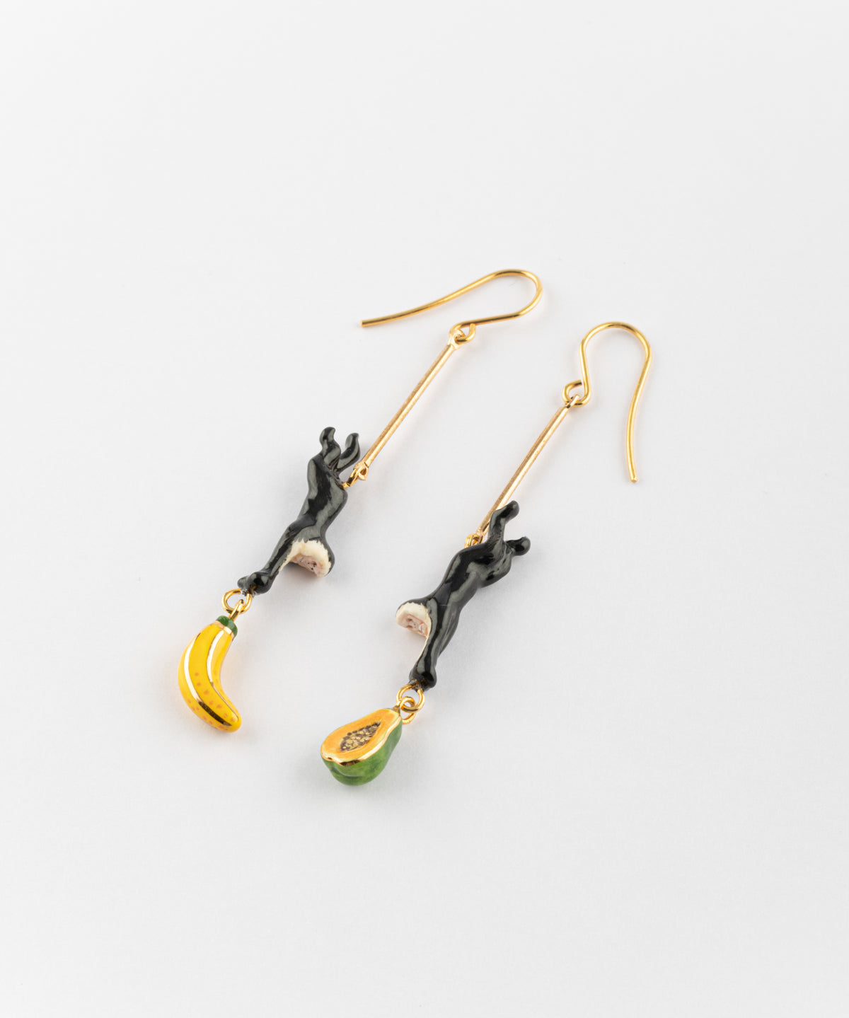 Boucles d'oreilles capucin noir & fruits