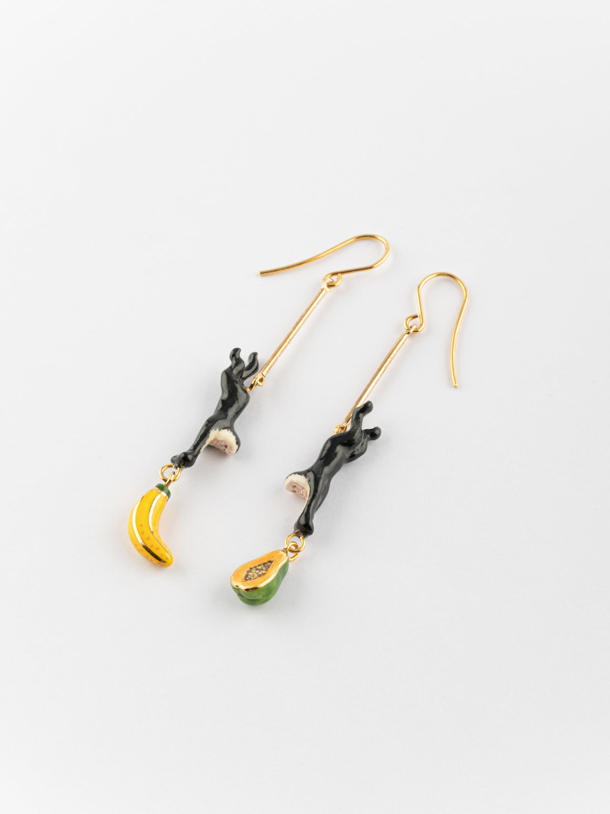 Boucles d'oreilles capucin noir & fruits