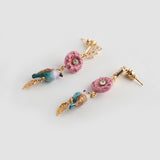 Boucles d'oreilles chardon, oiseau & feuille