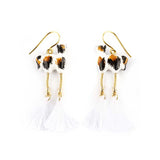 Boucles d'oreilles chat noir & marron avec pompons