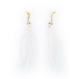 Boucles d'oreilles chouette blanche avec plumes