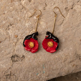 Boucles d'oreilles coquelicot & panthère noire