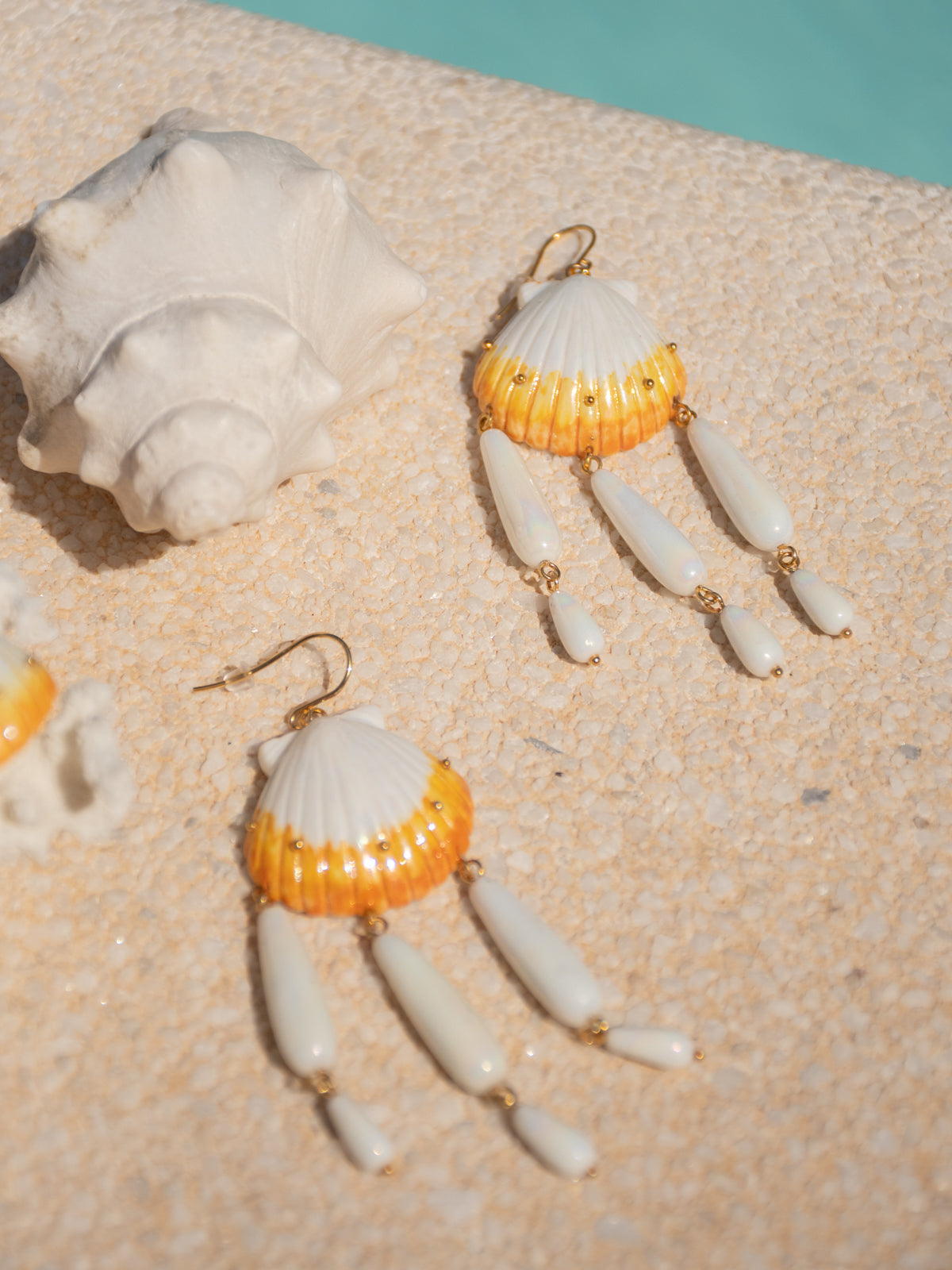 Boucles d'oreilles coquillage & gouttes