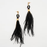 Boucles d'oreilles cygne noir avec plumes