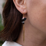 Boucles d'oreilles éléphant d'Asie avec franges