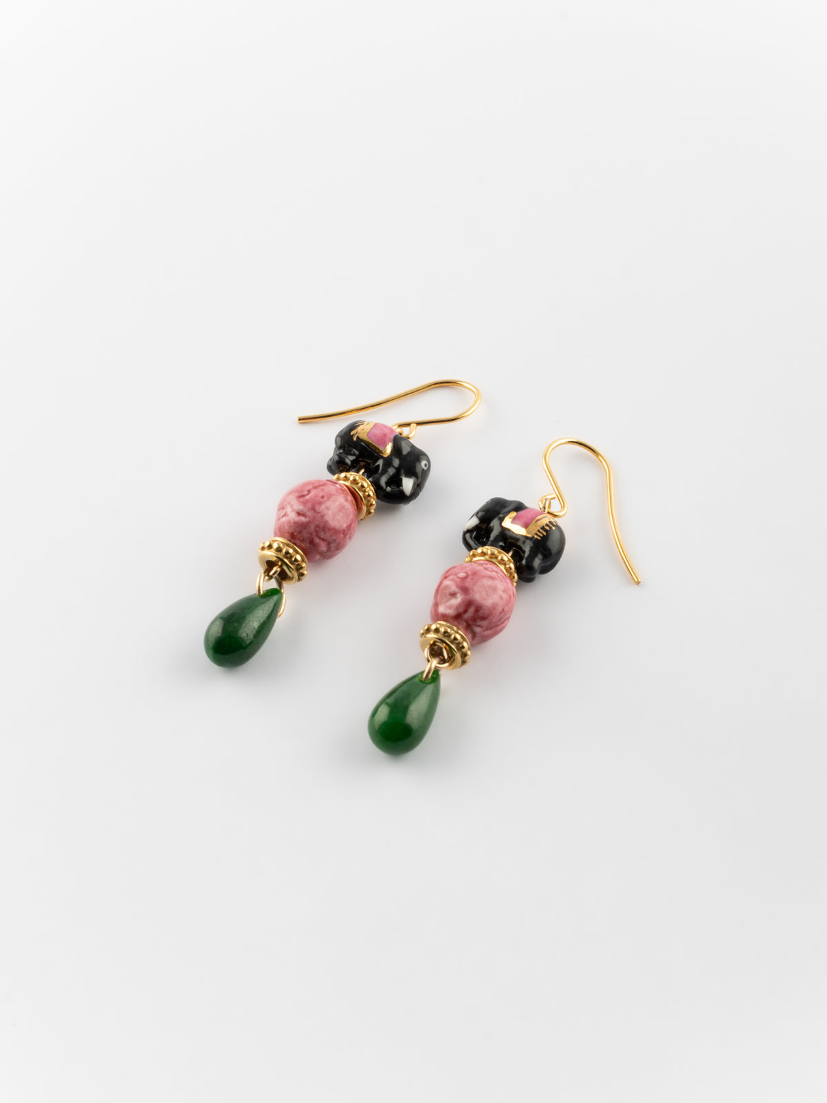 Boucles d'oreilles éléphant d'Asie & jade