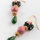 Boucles d'oreilles éléphant d'Asie & jade