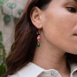 Boucles d'oreilles éléphant d'Asie & jade