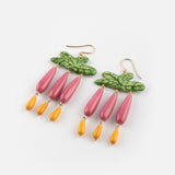 Boucles d'oreilles feuilles de bananier & gouttes