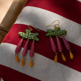 Boucles d'oreilles feuilles de bananier & gouttes