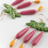 Boucles d'oreilles feuilles de bananier & gouttes