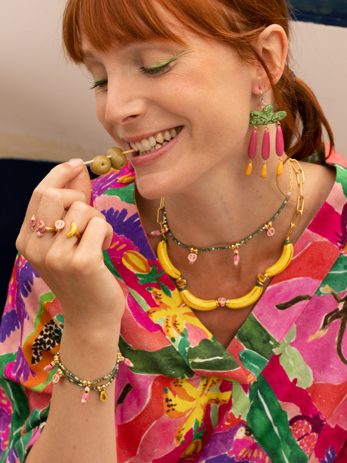 Boucles d'oreilles feuilles de bananier & gouttes