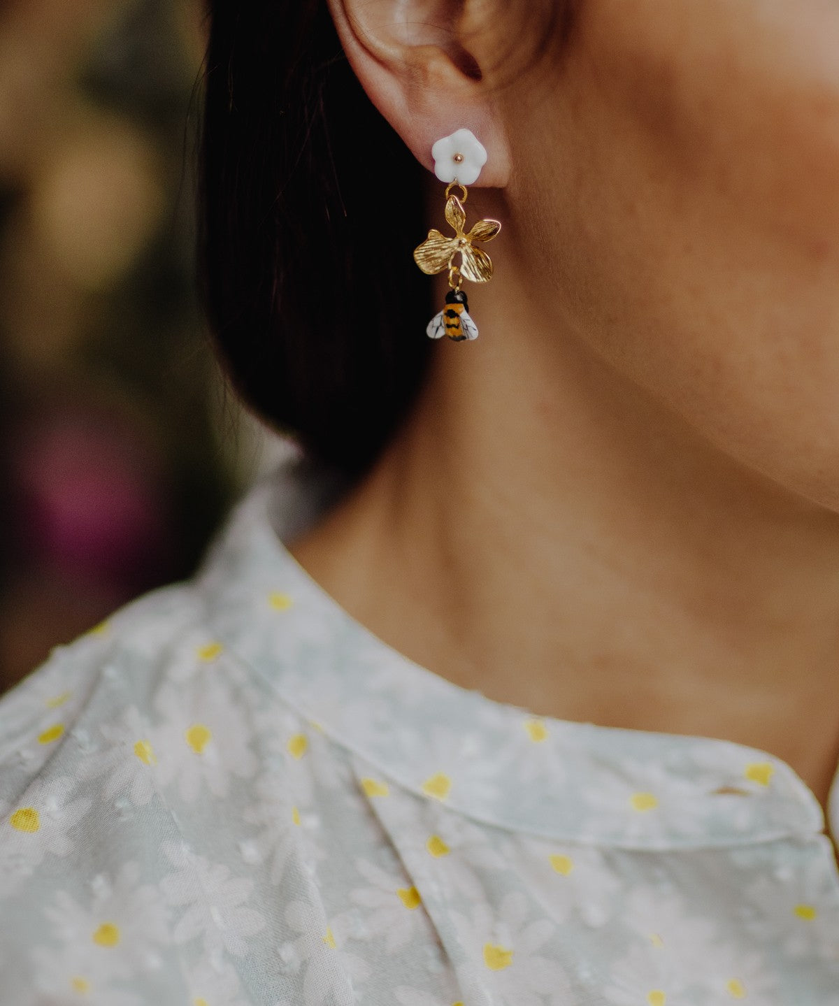 Boucles d'oreilles fleur et abeille nach