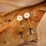 Boucles d'oreilles fleur & abeille