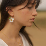 Boucles d'oreilles fleur de poirier, poire & feuille