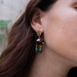 Boucles d'oreilles martelées éléphant d'Asie & jade