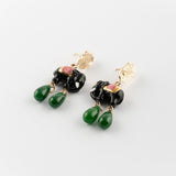 Boucles d'oreilles martelées éléphant d'Asie & jade