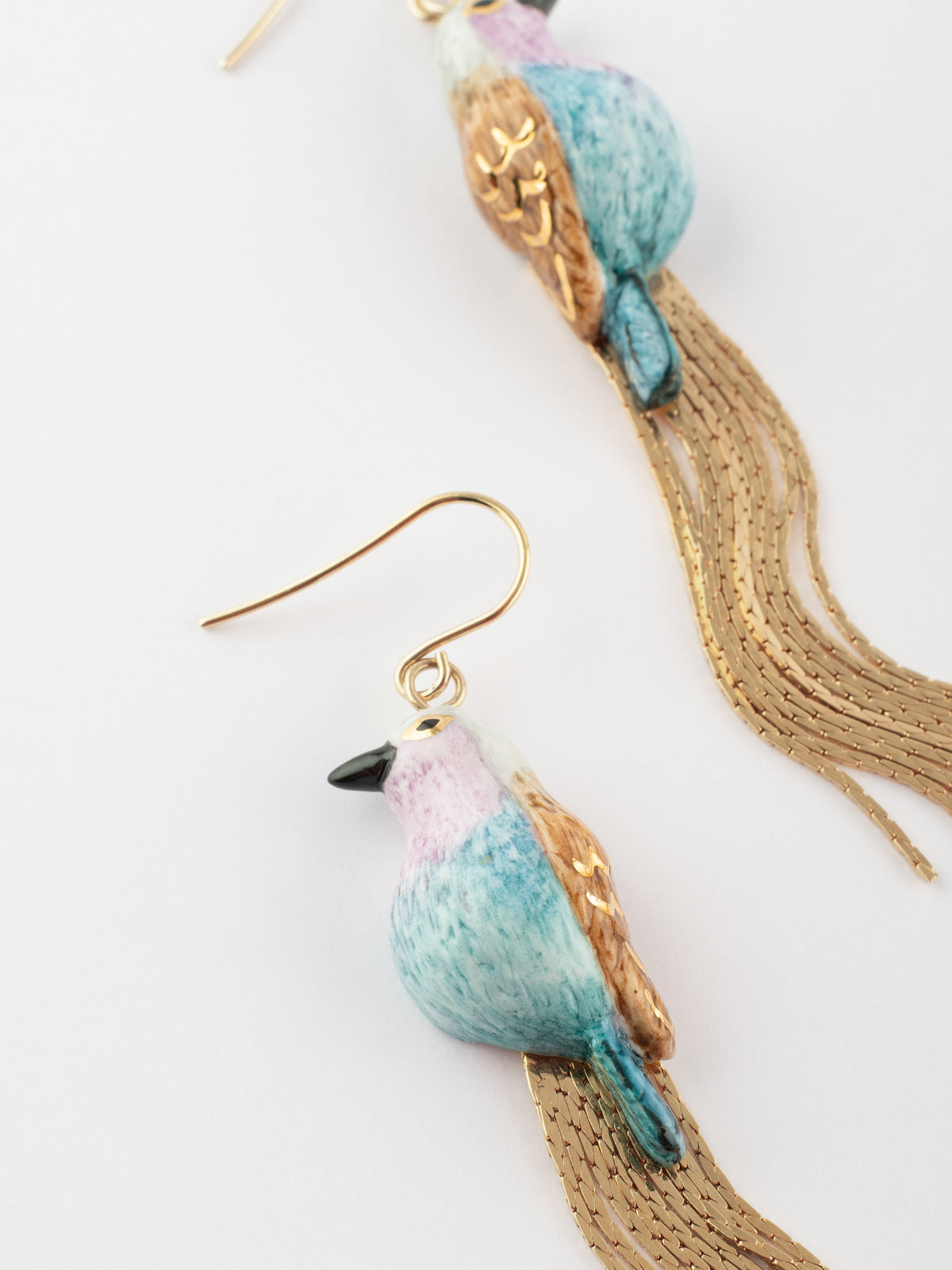 Boucles d'oreilles oiseau à franges