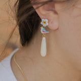 Boucles d'oreilles oiseau bleu & goutte