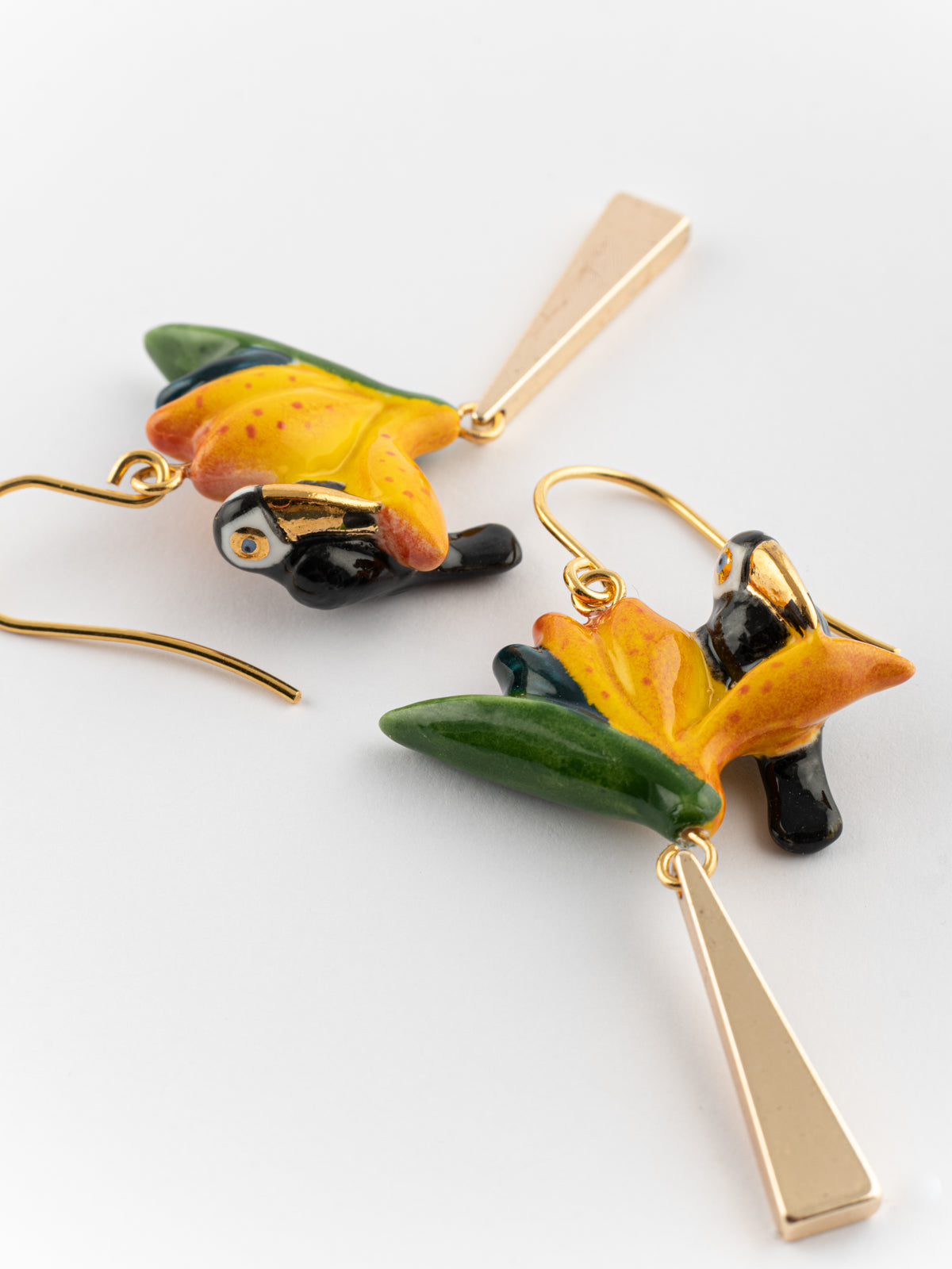 Boucles d'oreilles oiseau de paradis & toucan