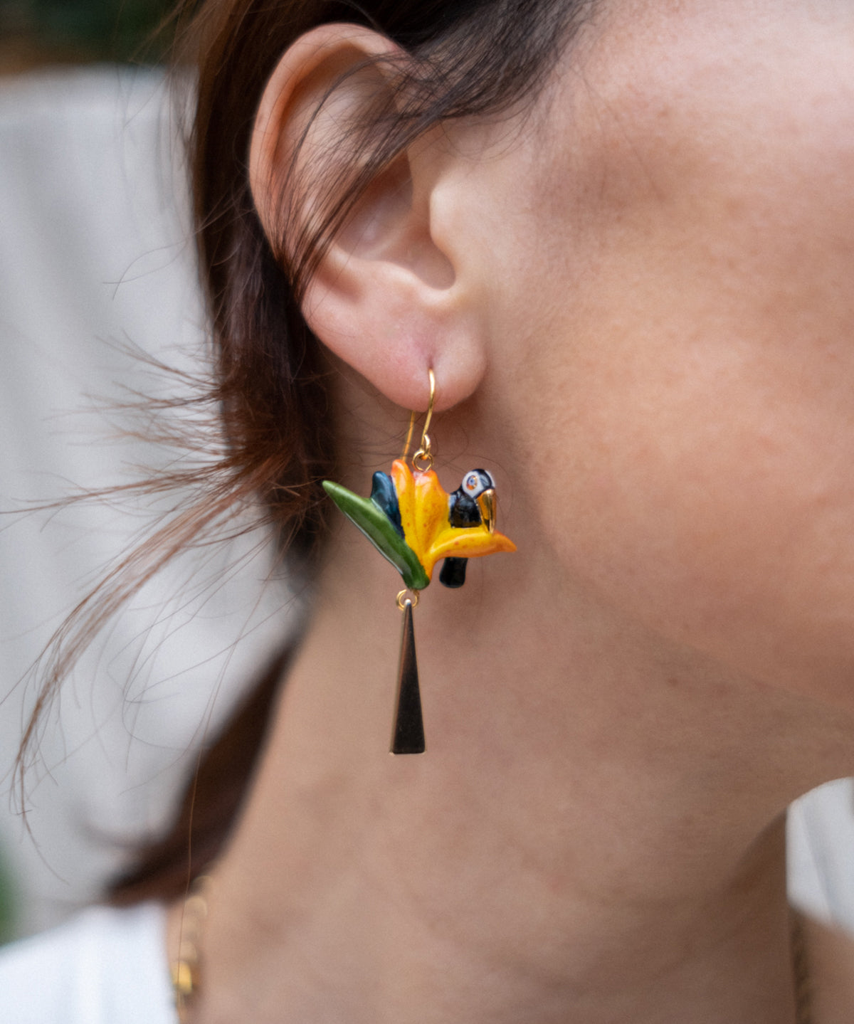 Boucles d'oreilles oiseau de paradis & toucan