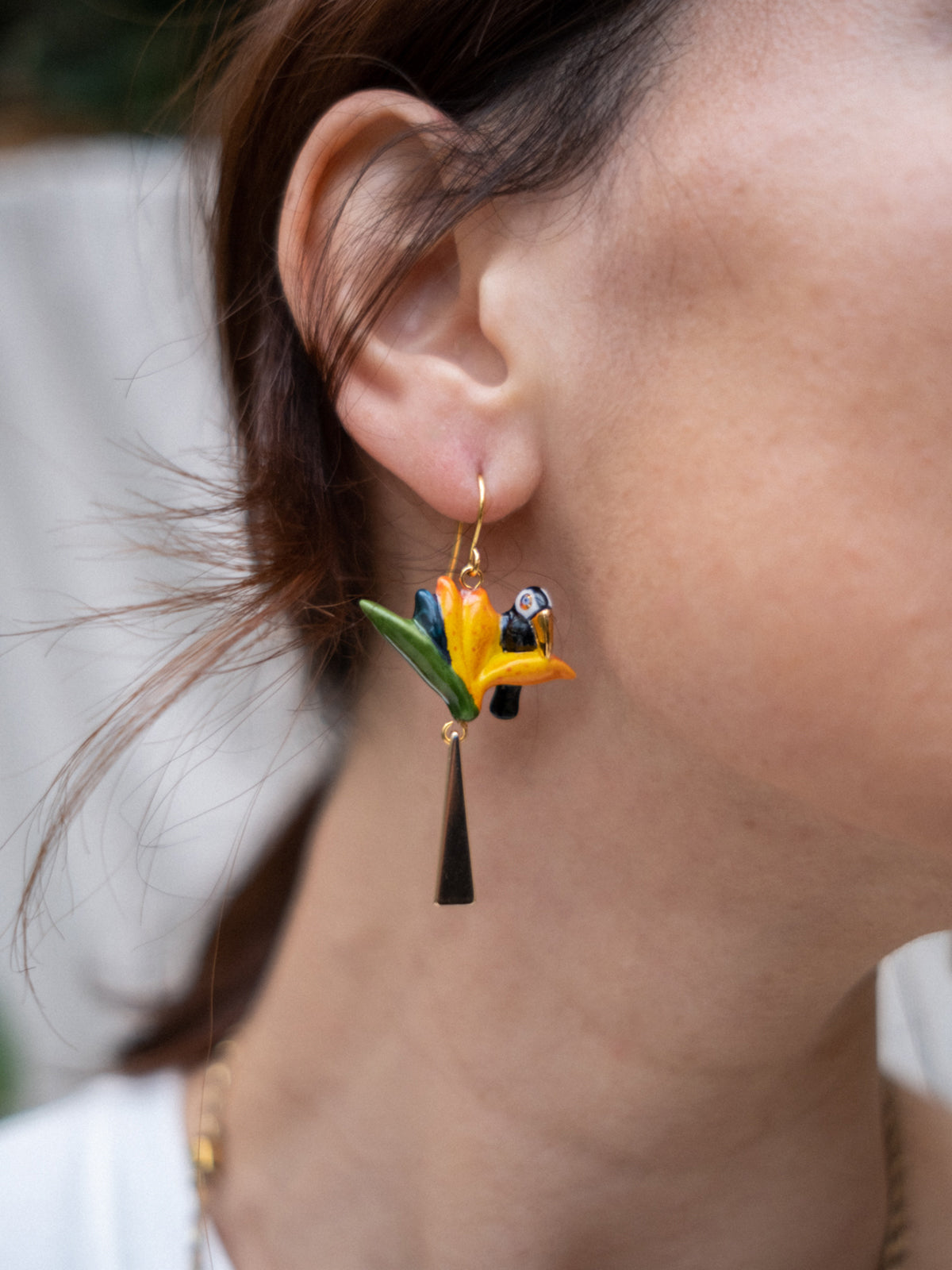 Boucles d'oreilles oiseau de paradis & toucan